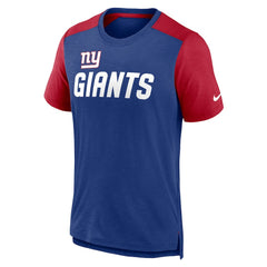 New York Giants Color Block Team Name T-Shirt Heathered Royal/Heathered Red