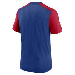 New York Giants Color Block Team Name T-Shirt Heathered Royal/Heathered Red