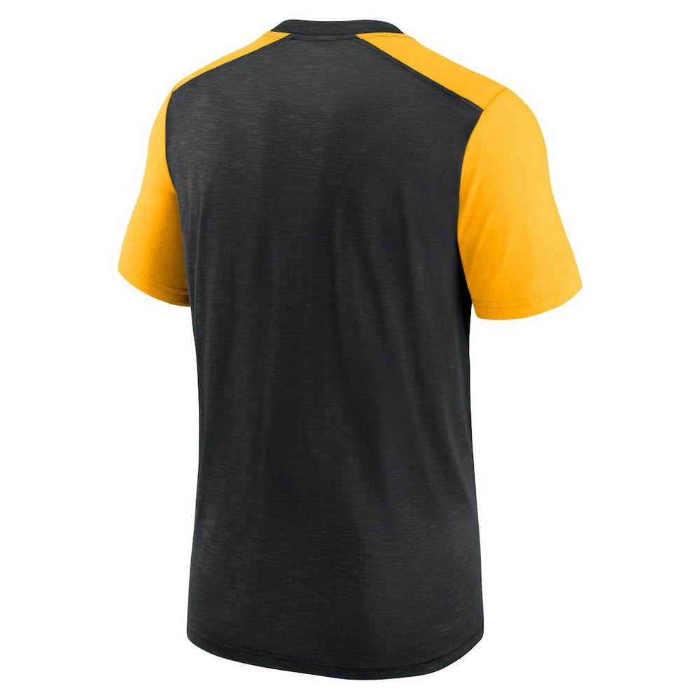 Pittsburgh Steelers Color Block Team Name T-Shirt Heathered Black/Heathered Gold