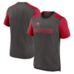 Tampa Bay Buccaneers Color Block Team Name T-Shirt Heathered Pewter/Heathered Red