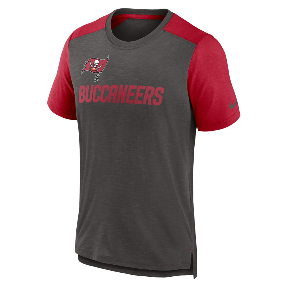 Tampa Bay Buccaneers Color Block Team Name T-Shirt Heathered Pewter/Heathered Red