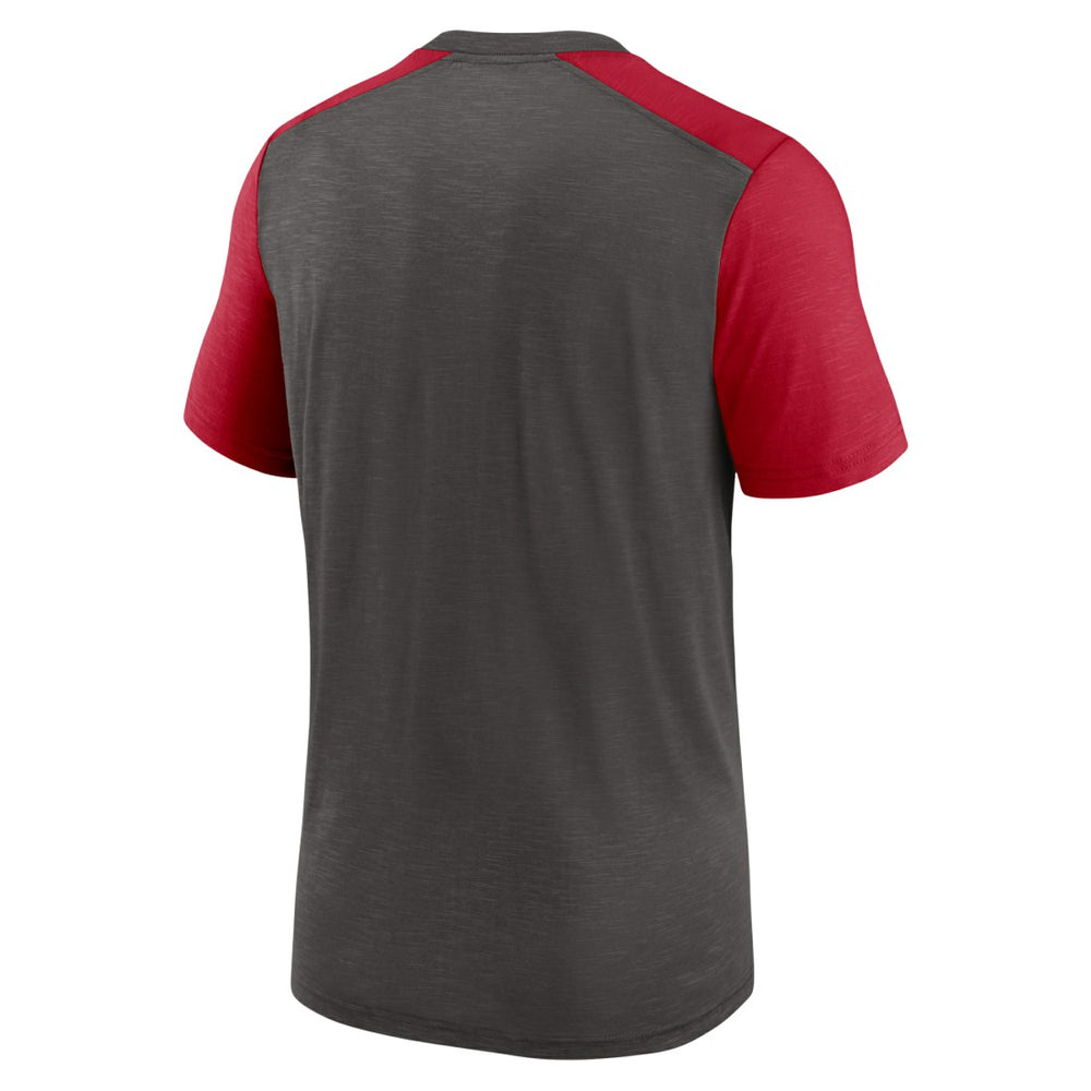 Tampa Bay Buccaneers Color Block Team Name T-Shirt Heathered Pewter/Heathered Red