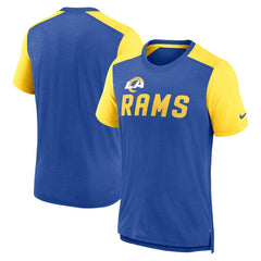 Los Angeles Rams Color Block Team Name T-Shirt Heathered Royal/Heathered Gold