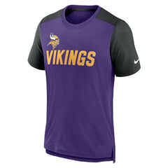 Minnesota Vikings Color Block Team Name T-Shirt Heathered Purple/Heathered Black