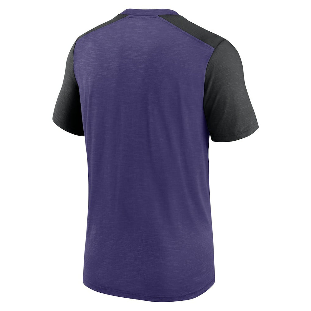 Baltimore Ravens Color Block Team Name T-Shirt Heathered Purple/Heathered Black