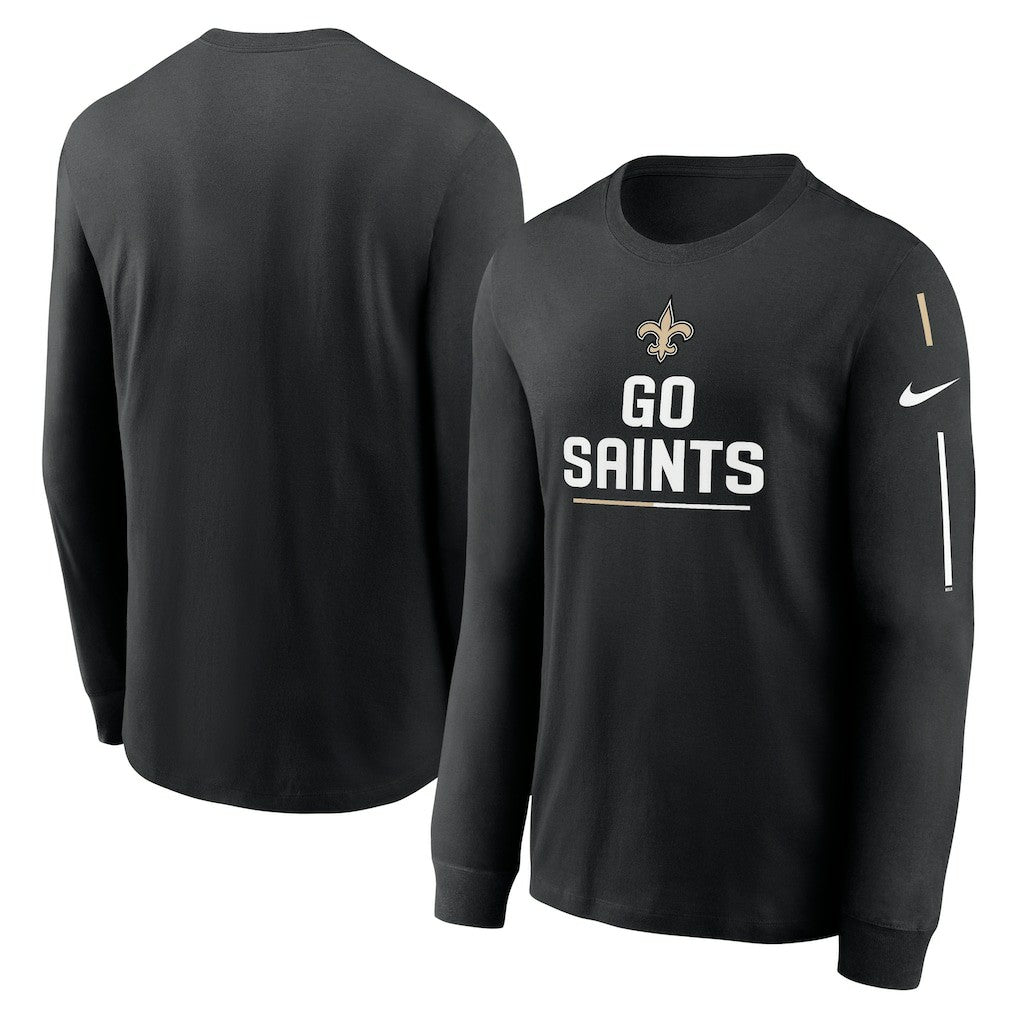 New Orleans Saints Team Slogan Long Sleeve T-Shirt Black