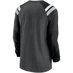Las Vegas Raiders Tri-Blend Raglan Athletic Long Sleeve Fashion T-Shirt Heathered Charcoal/Black