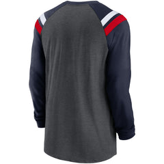 Tennessee Titans Tri-Blend Raglan Athletic Long Sleeve Fashion T-Shirt Heathered Charcoal/Navy