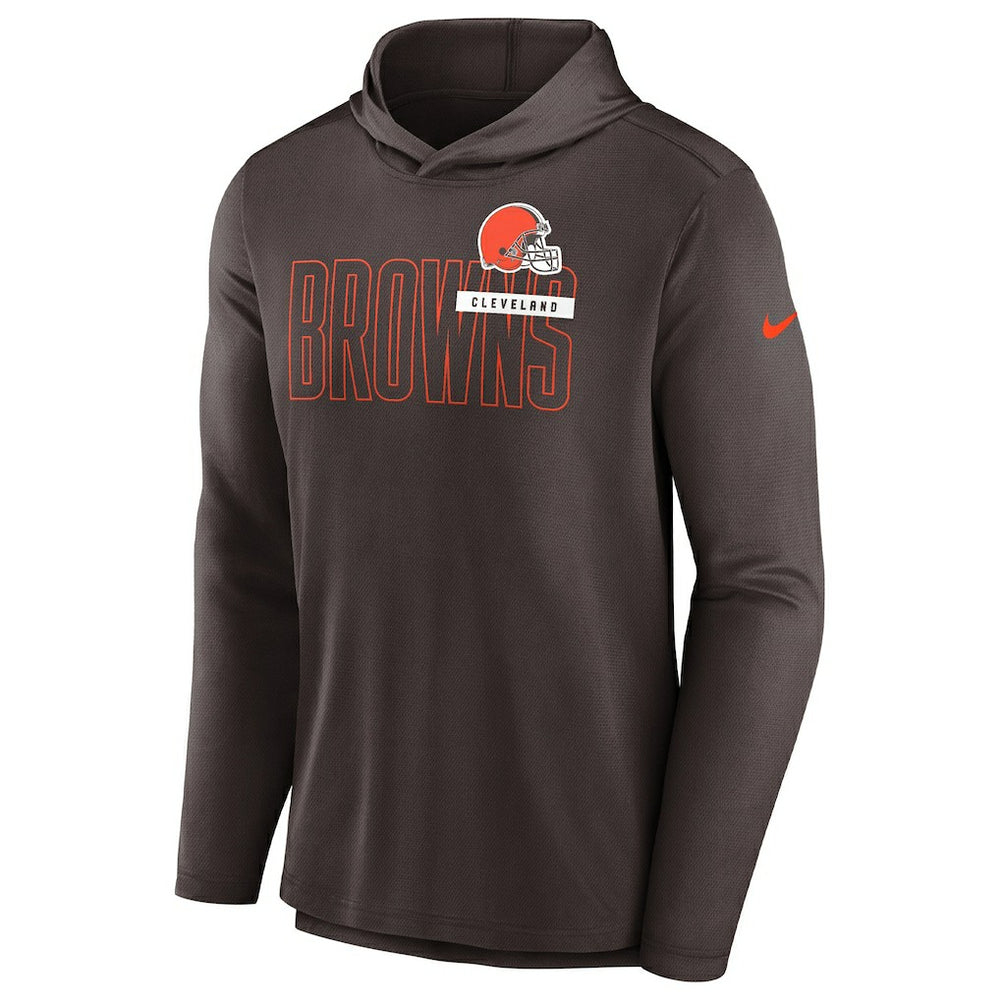 Cleveland Browns Lightweight Performance Hooded Long Sleeve T-Shirt Brown