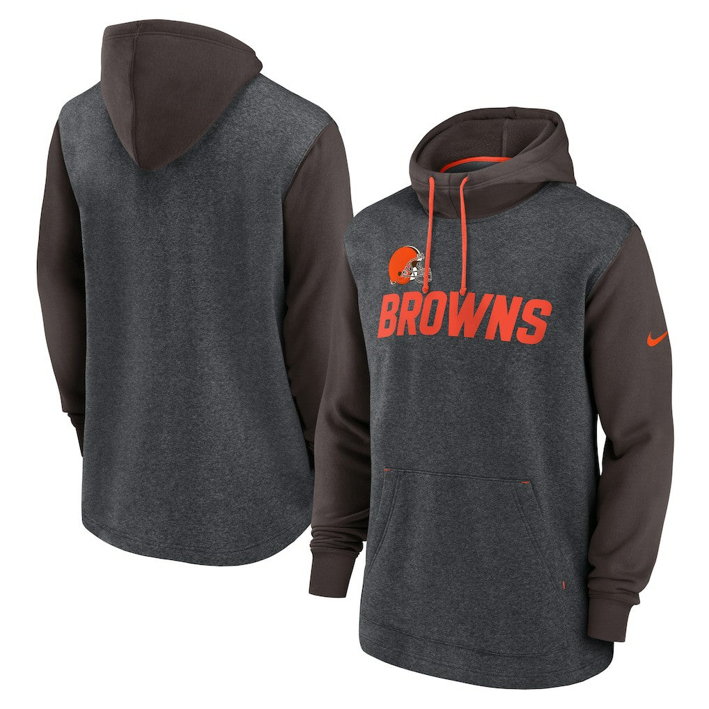 Cleveland Browns Surrey Legacy Pullover Hoodie Heathered Charcoal/Brown