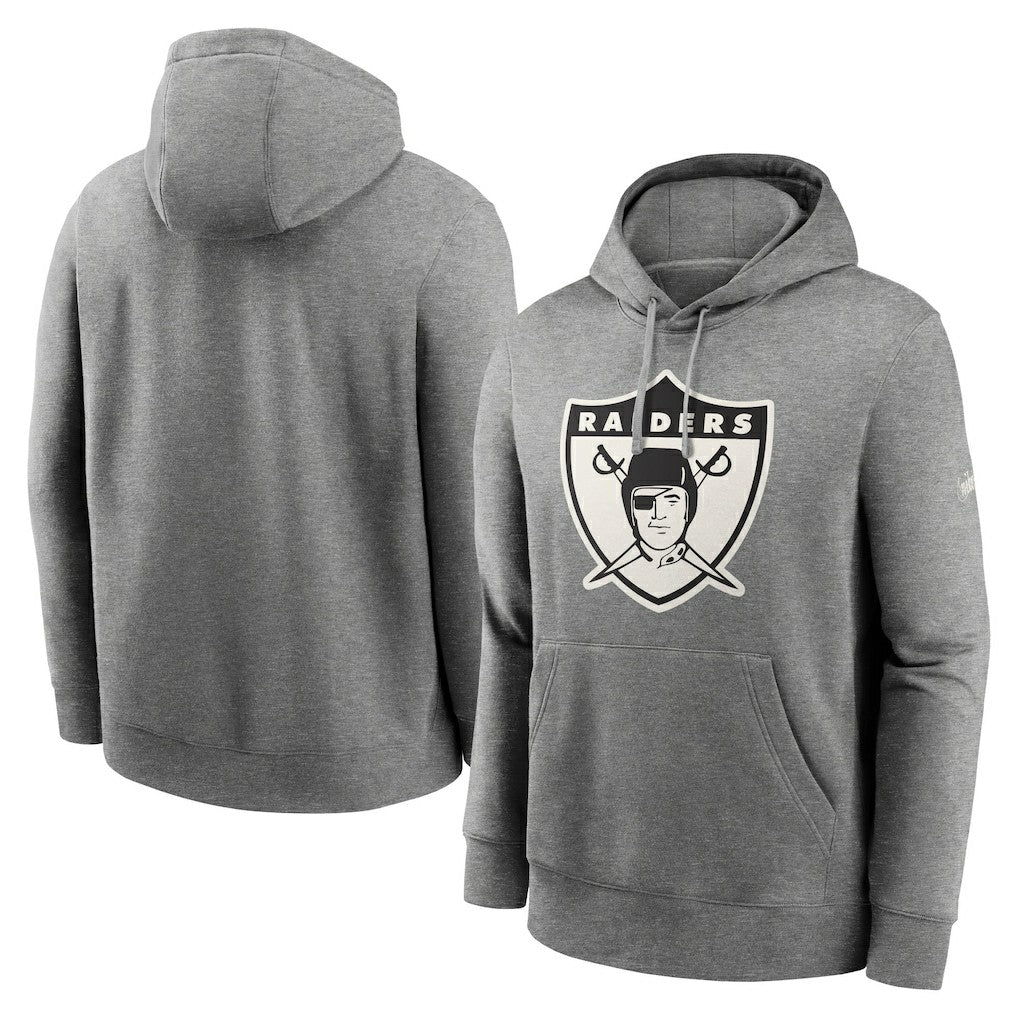 Oakland Raiders Rewind Club Fleece Pullover Hoodie Heathered Gray