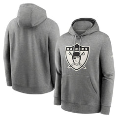 Oakland Raiders Rewind Club Fleece Pullover Hoodie Heathered Gray