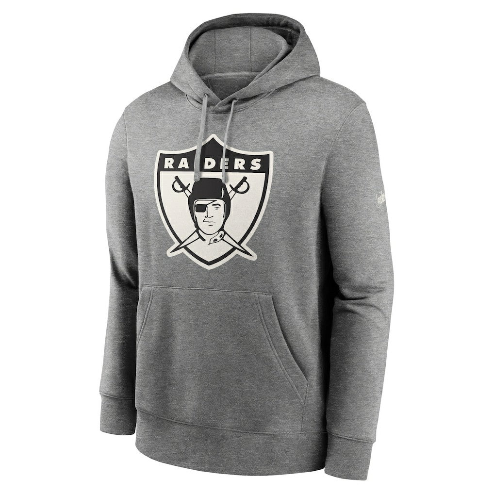Oakland Raiders Rewind Club Fleece Pullover Hoodie Heathered Gray