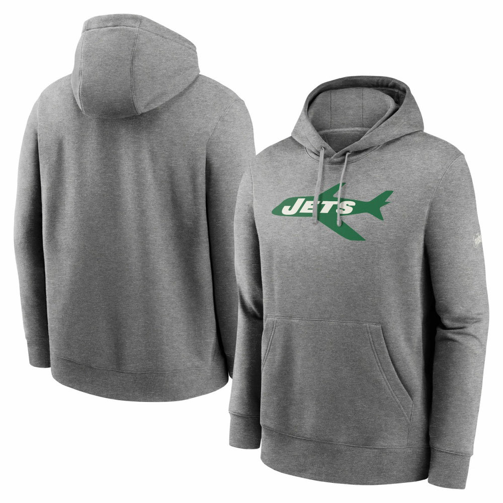 New York Jets Rewind Club Fleece Pullover Hoodie Heathered Gray