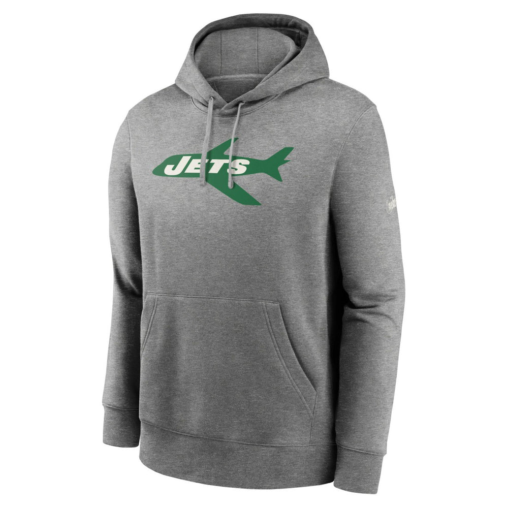 New York Jets Rewind Club Fleece Pullover Hoodie Heathered Gray