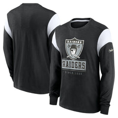 Oakland Raiders Rewind Playback Helmet Long Sleeve T-Shirt Heather Black