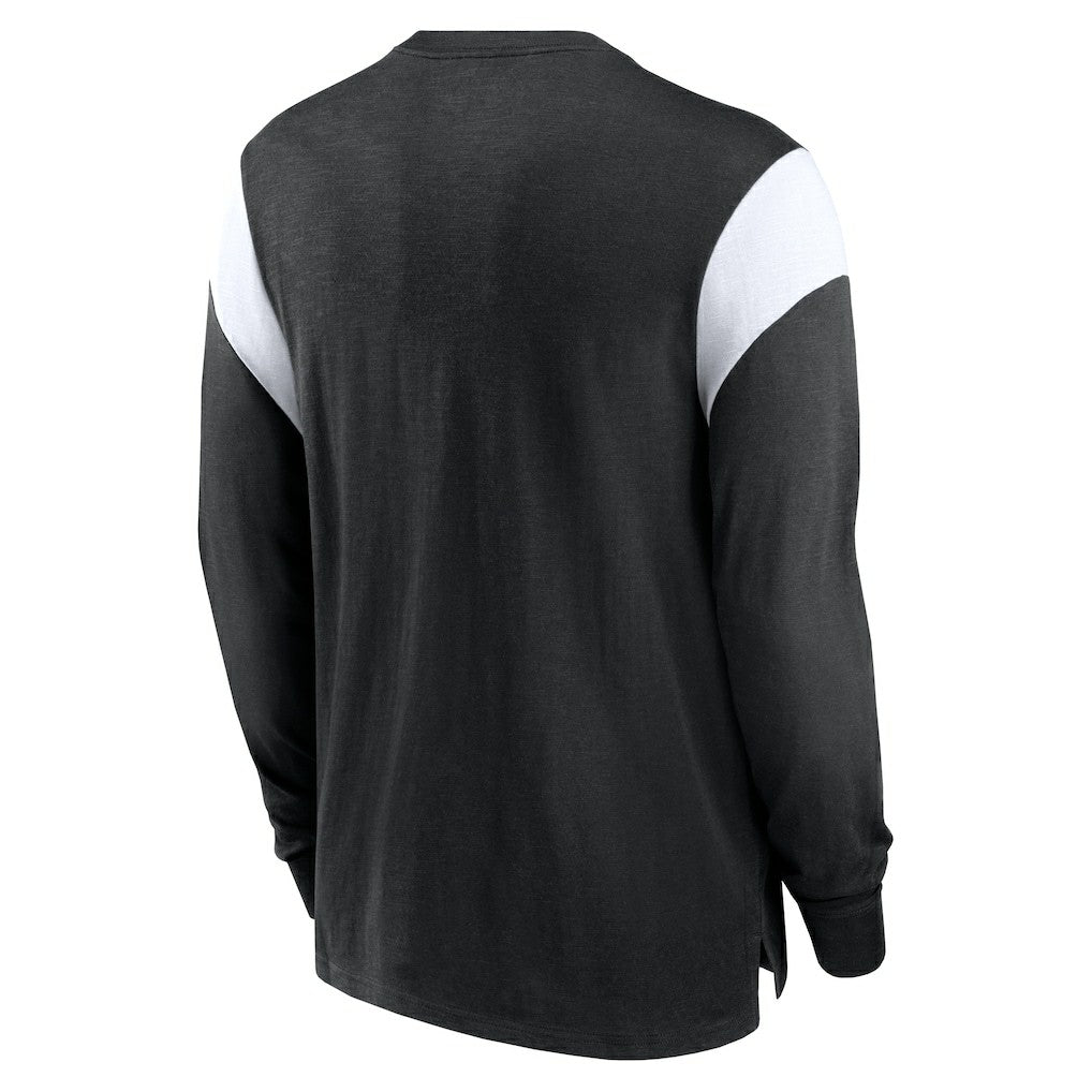 Oakland Raiders Rewind Playback Helmet Long Sleeve T-Shirt Heather Black