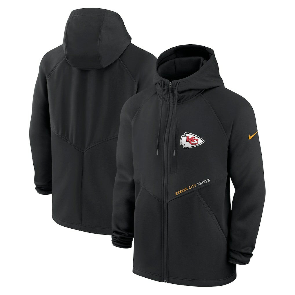 Kansas City Chiefs Spacer Raglan Performance Full-Zip Hoodie Black