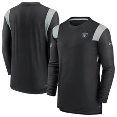 Las Vegas Raiders Sideline Tonal Logo Performance Player Long Sleeve T-Shirt Black