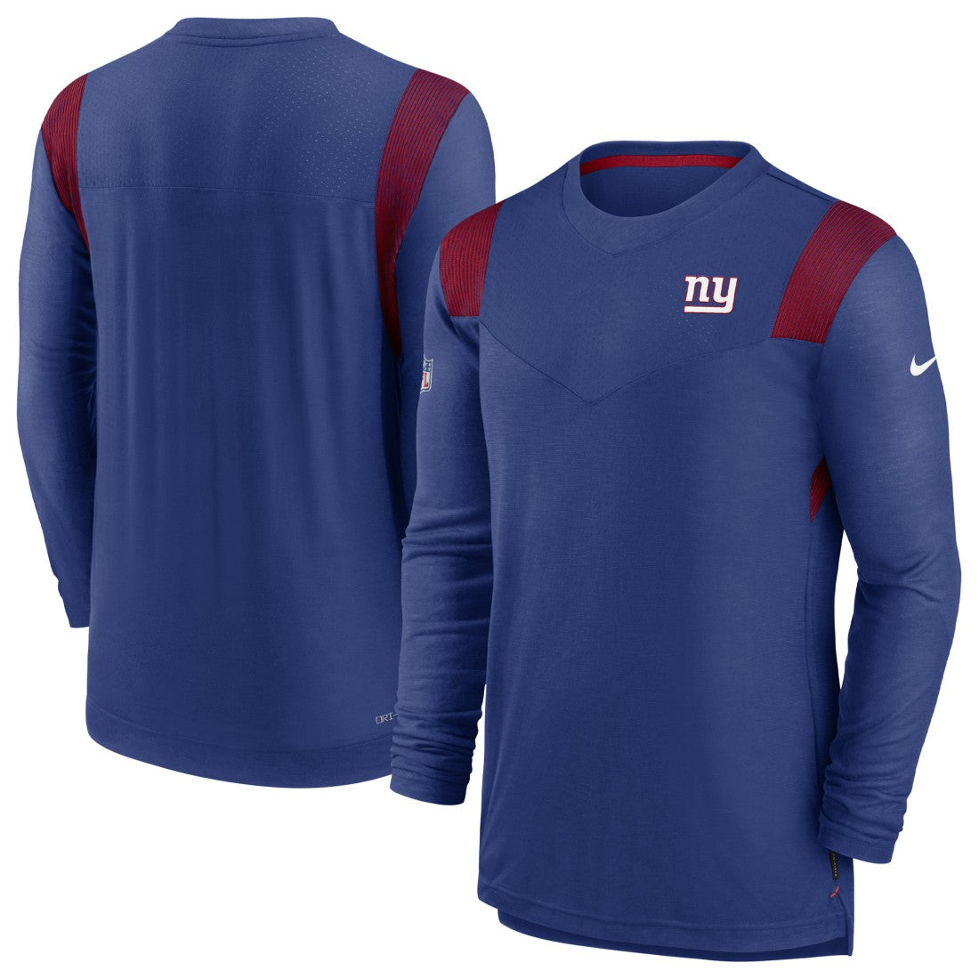 New York Giants Sideline Tonal Logo Performance Player Long Sleeve T-Shirt Royal