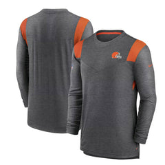 Cleveland Browns Sideline Tonal Logo Performance Player Long Sleeve T-Shirt Charcoal