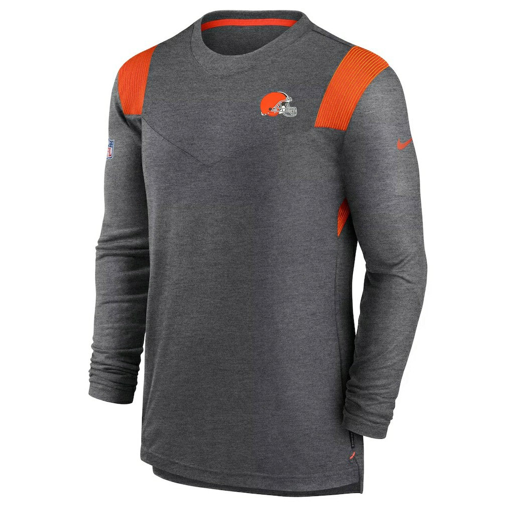 Cleveland Browns Sideline Tonal Logo Performance Player Long Sleeve T-Shirt Charcoal