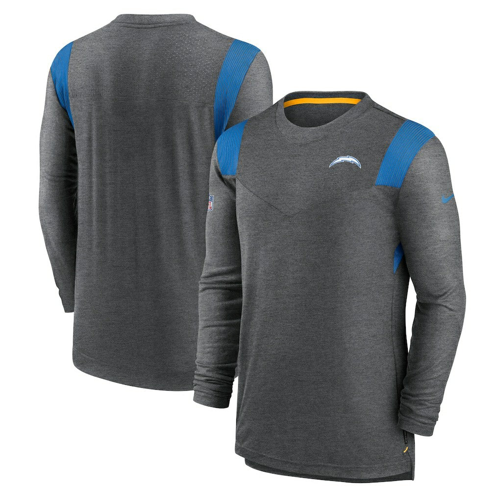 Los Angeles Chargers Sideline Tonal Logo Performance Player Long Sleeve T-Shirt Charcoal