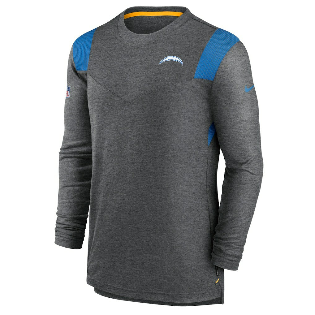 Los Angeles Chargers Sideline Tonal Logo Performance Player Long Sleeve T-Shirt Charcoal
