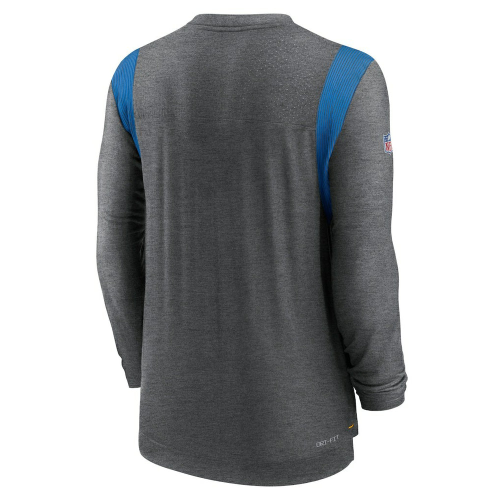 Los Angeles Chargers Sideline Tonal Logo Performance Player Long Sleeve T-Shirt Charcoal