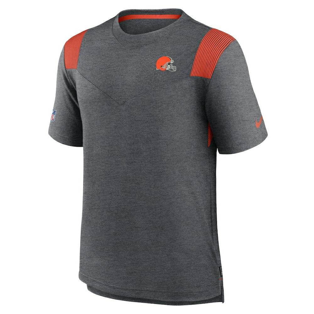 Cleveland Browns Sideline Tonal Logo Performance Player T-Shirt Heather Charcoal