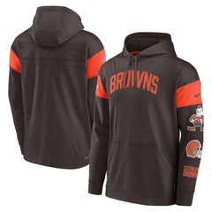 Cleveland Browns Brownie The Elf Sideline Athletic Arch Jersey Performance Pullover Hoodie Brown