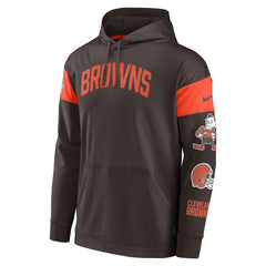 Cleveland Browns Brownie The Elf Sideline Athletic Arch Jersey Performance Pullover Hoodie Brown