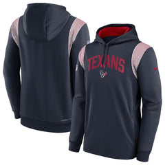 Houston Texans Sideline Athletic Stack Performance Pullover Hoodie Navy