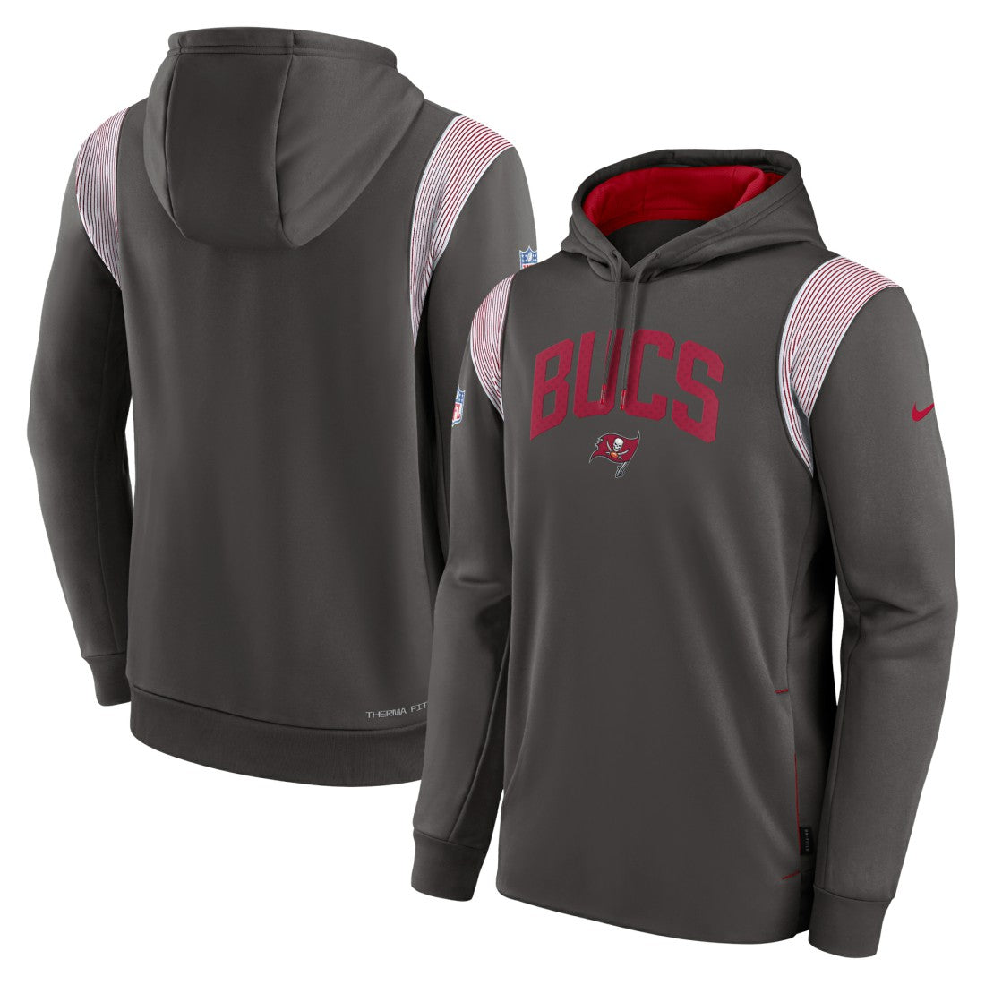 Tampa Bay Buccaneers Sideline Athletic Stack Performance Pullover Hoodie Pewter
