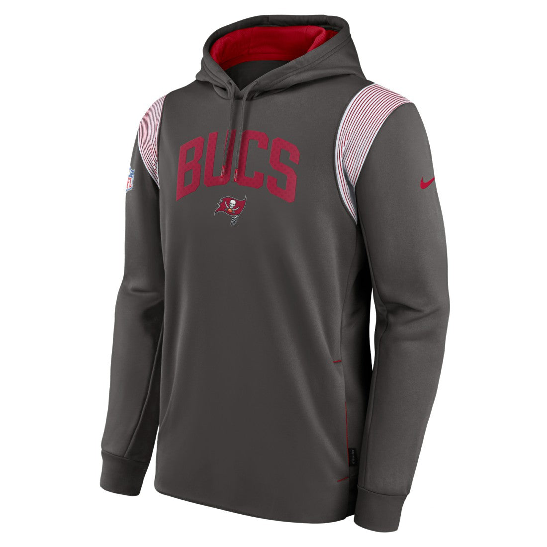 Tampa Bay Buccaneers Sideline Athletic Stack Performance Pullover Hoodie Pewter