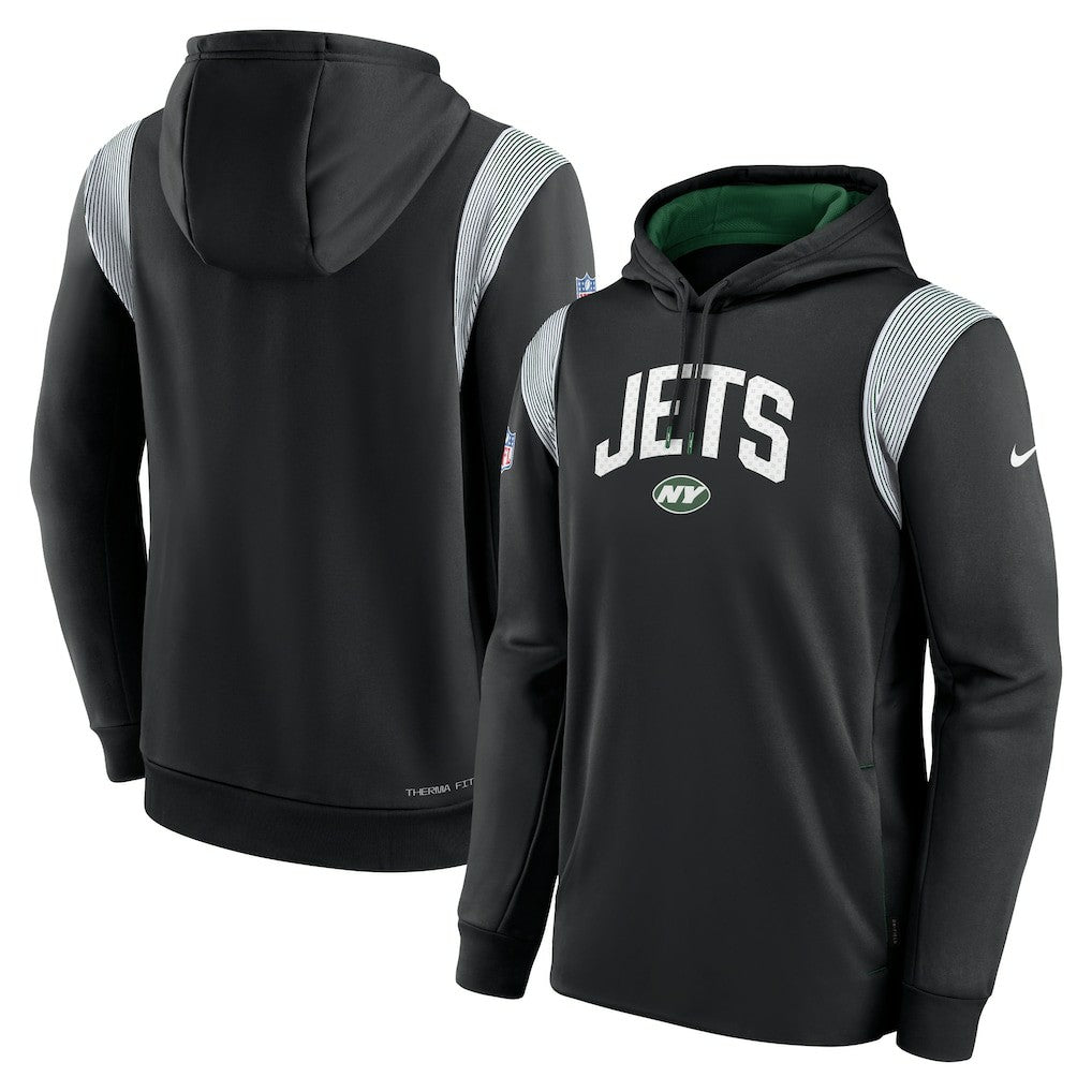 New York Jets Sideline Athletic Stack Performance Pullover Hoodie Black