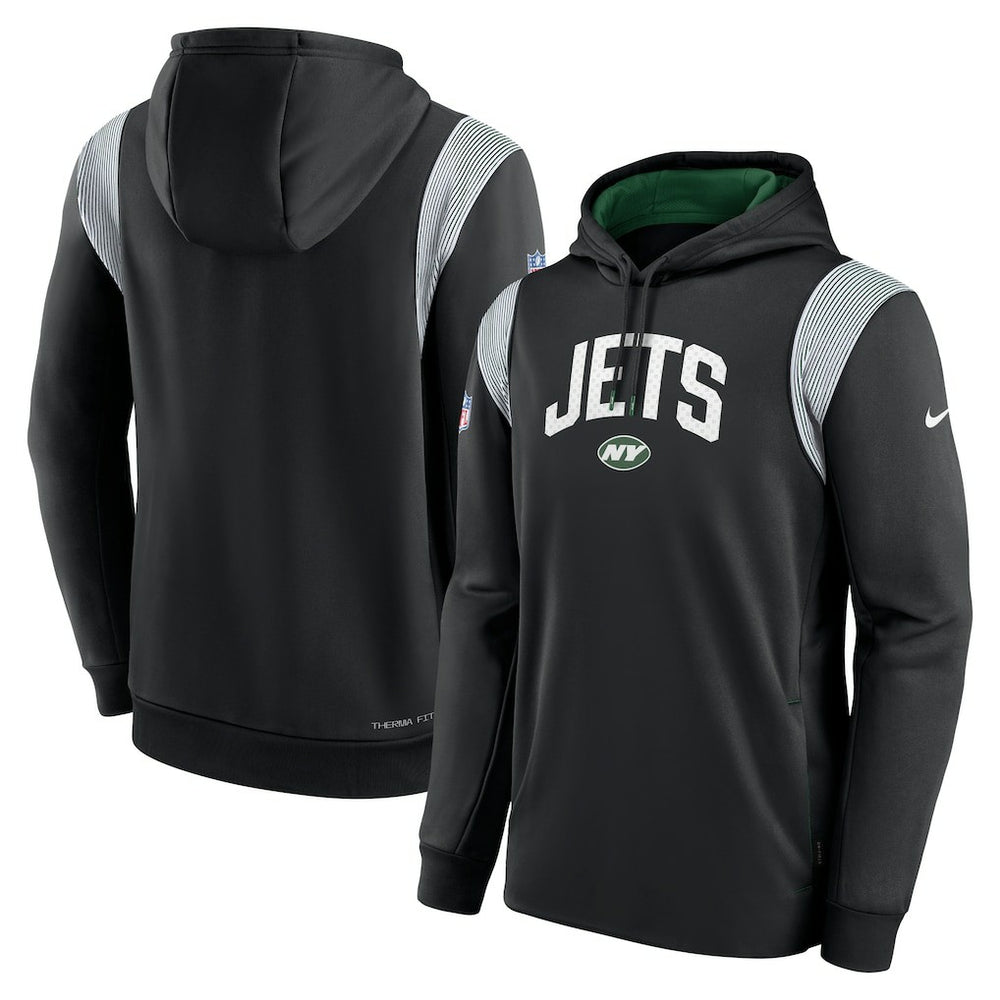 New York Jets Sideline Athletic Stack Performance Pullover Hoodie Black