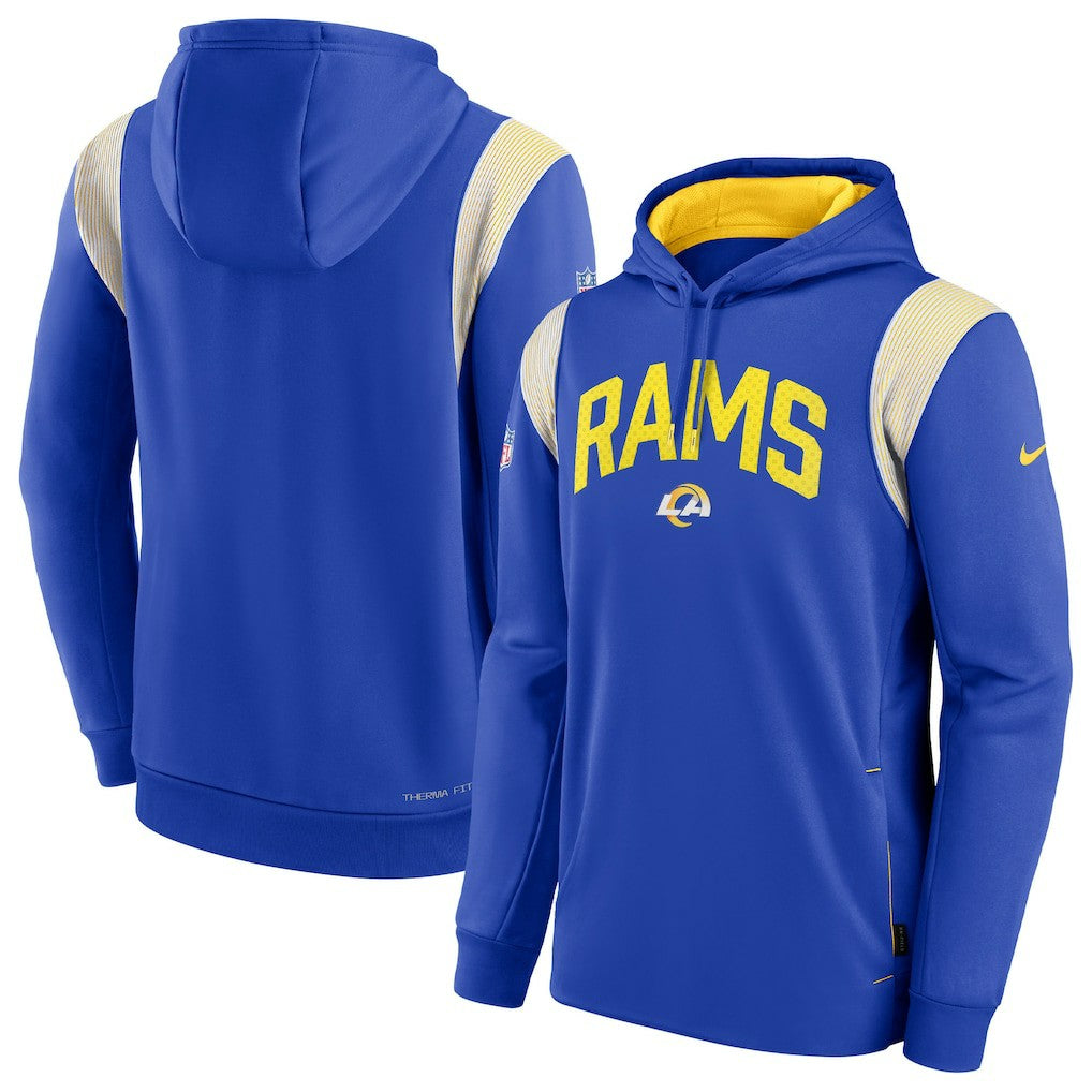 Los Angeles Rams Sideline Athletic Stack Performance Pullover Hoodie Royal