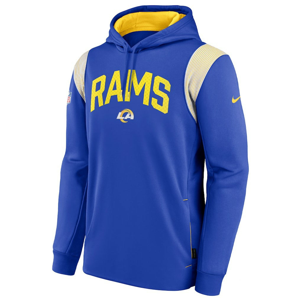 Los Angeles Rams Sideline Athletic Stack Performance Pullover Hoodie Royal