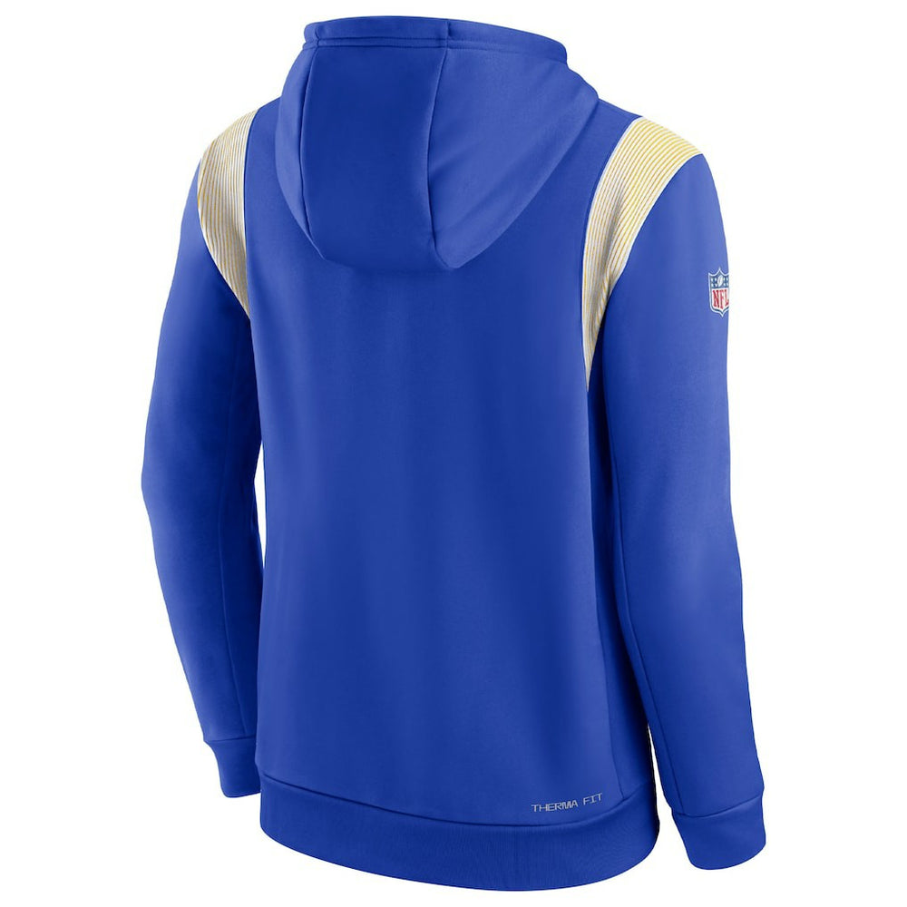 Los Angeles Rams Sideline Athletic Stack Performance Pullover Hoodie Royal