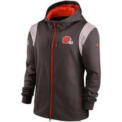 Cleveland Browns Performance Sideline Lockup Full-Zip Hoodie Brown