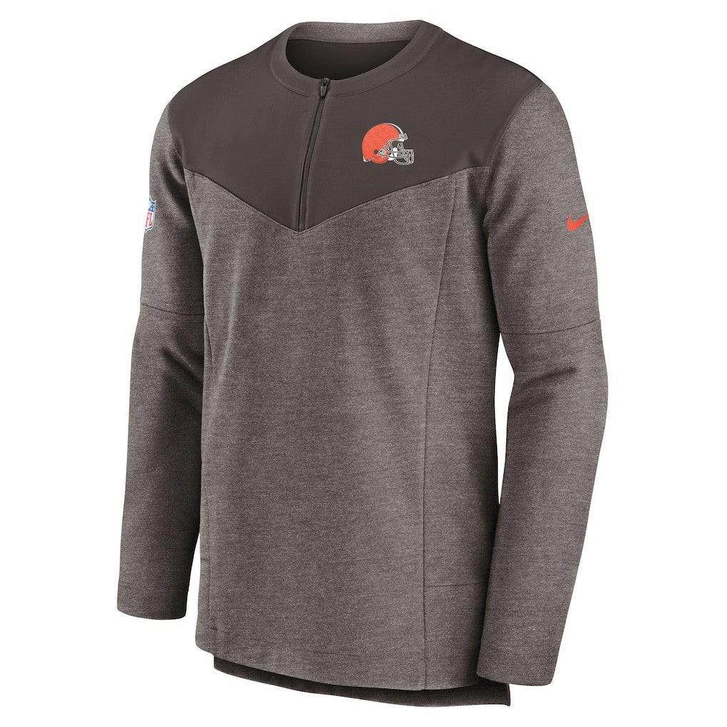 Cleveland Browns Sideline Lockup Performance Quarter-Zip Top Brown