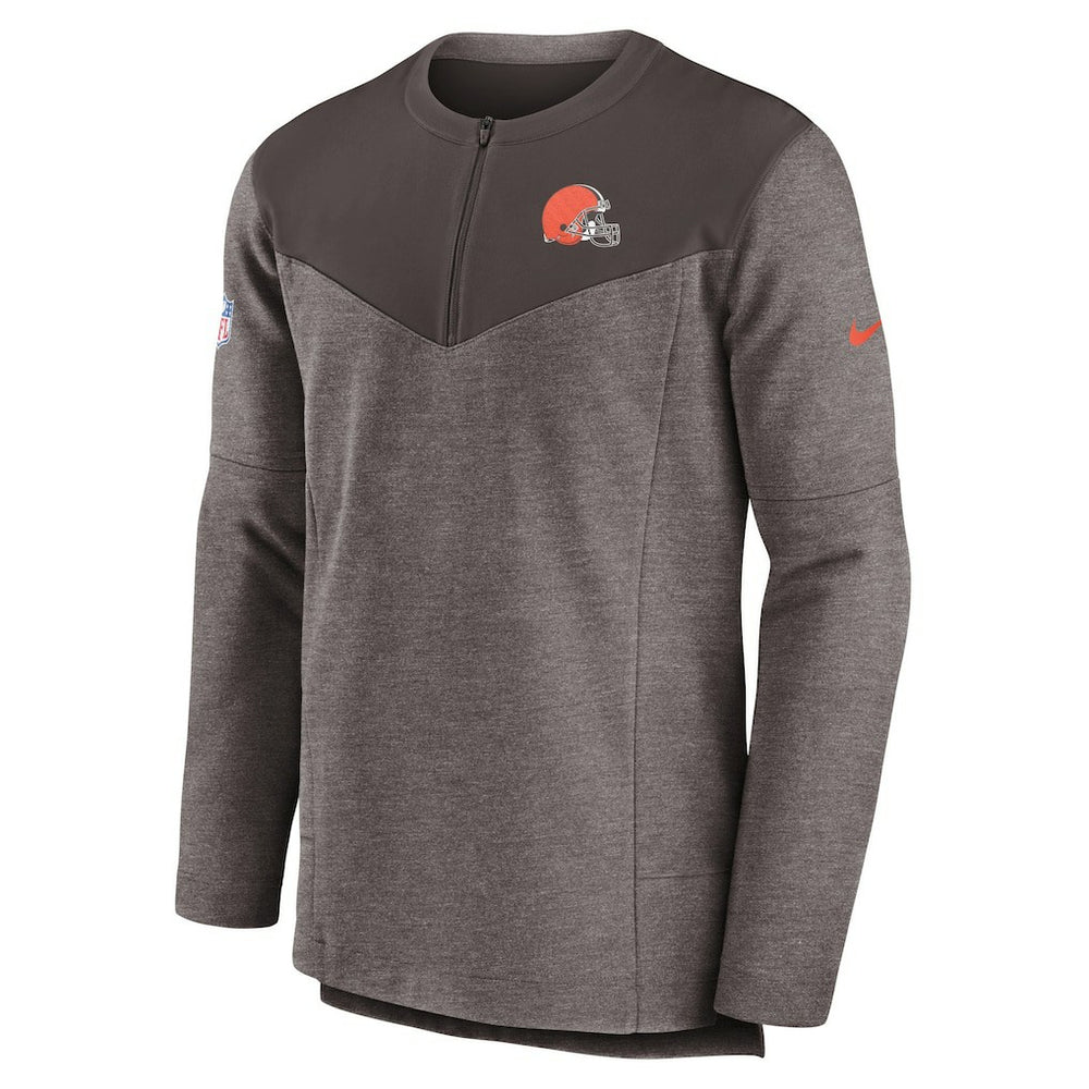Cleveland Browns Sideline Lockup Performance Quarter-Zip Top Brown