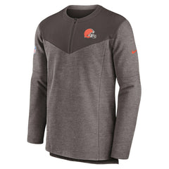 Cleveland Browns Sideline Lockup Performance Quarter-Zip Top Brown