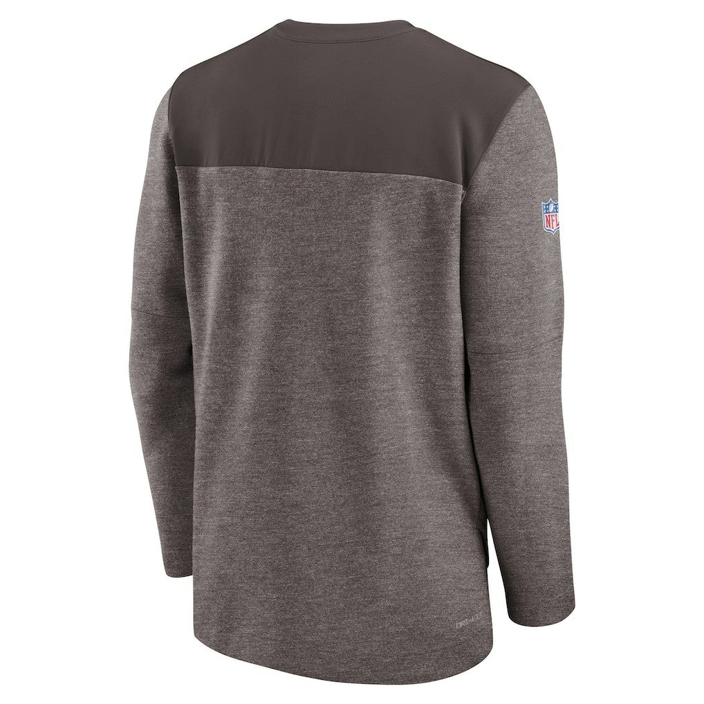 Cleveland Browns Sideline Lockup Performance Quarter-Zip Top Brown