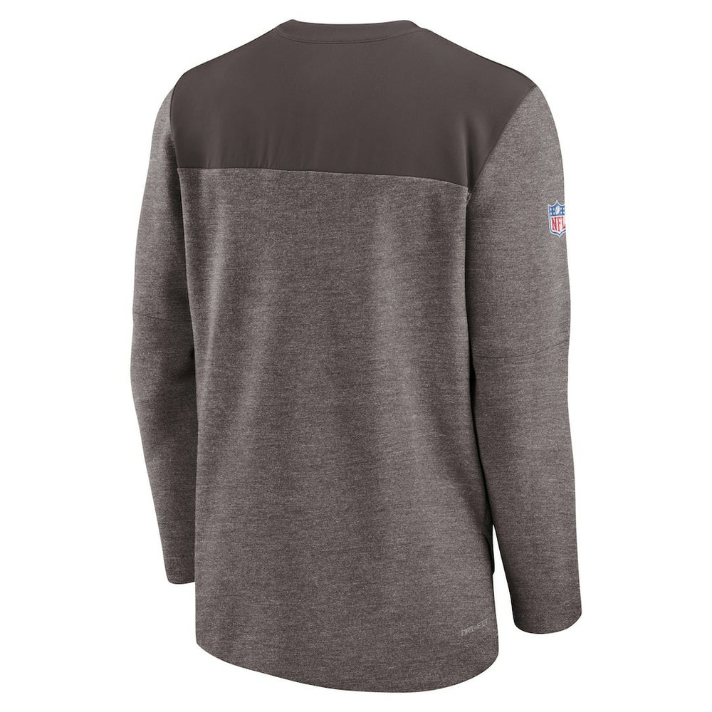 Cleveland Browns Sideline Lockup Performance Quarter-Zip Top Brown
