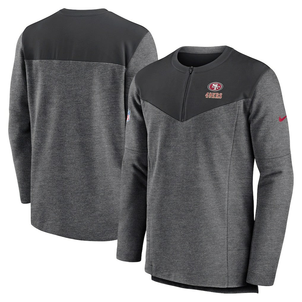 San Francisco 49ers Sideline Lockup Performance Quarter-Zip Top Charcoal