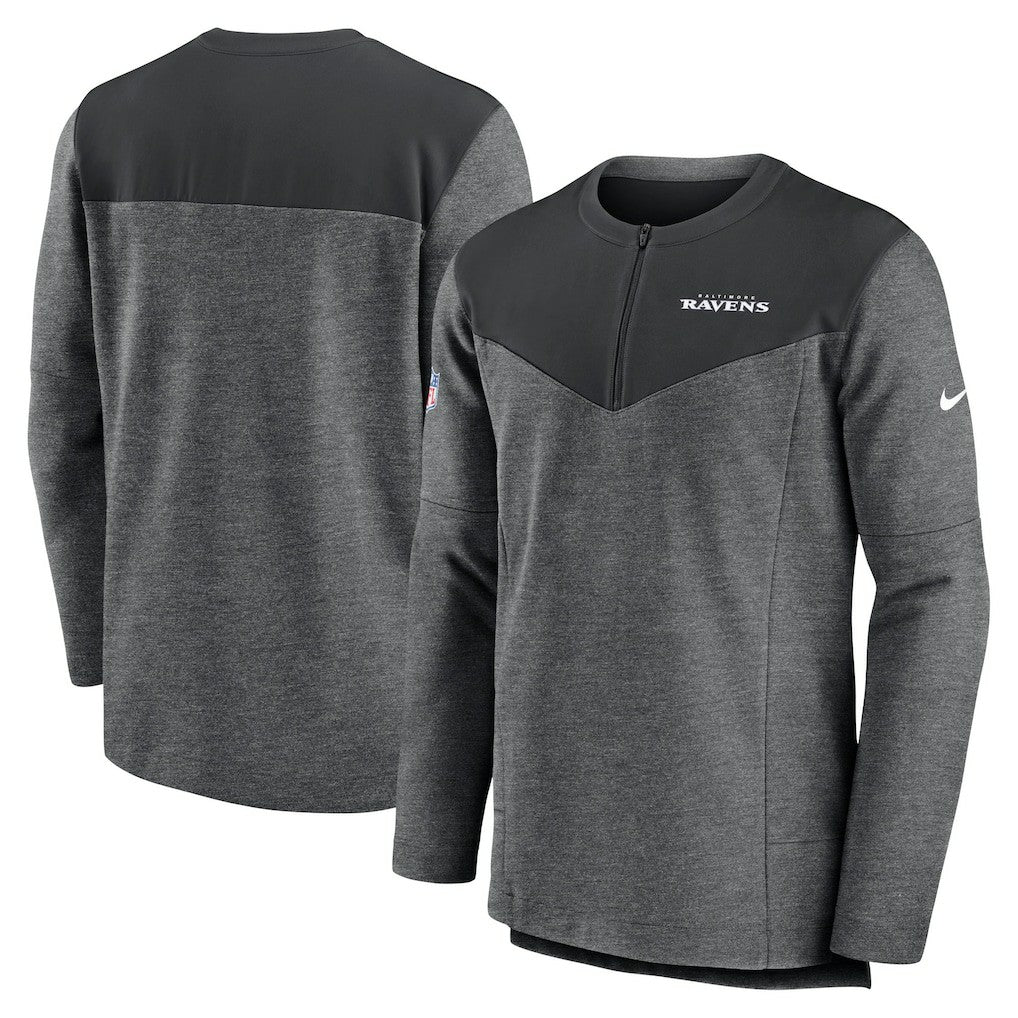 Baltimore Ravens Sideline Lockup Performance Quarter-Zip Top Charcoal