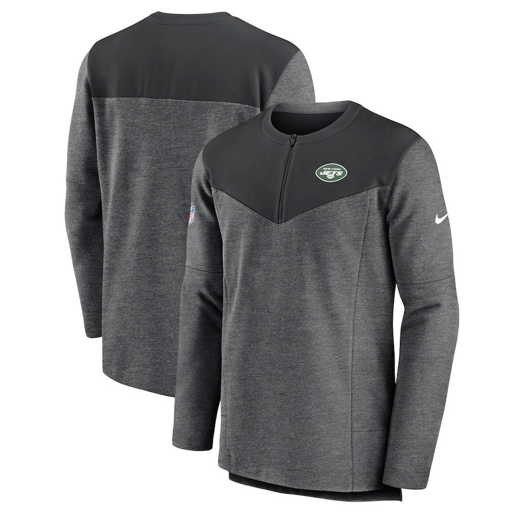 New York Jets Sideline Lockup Performance Quarter-Zip Top Charcoal