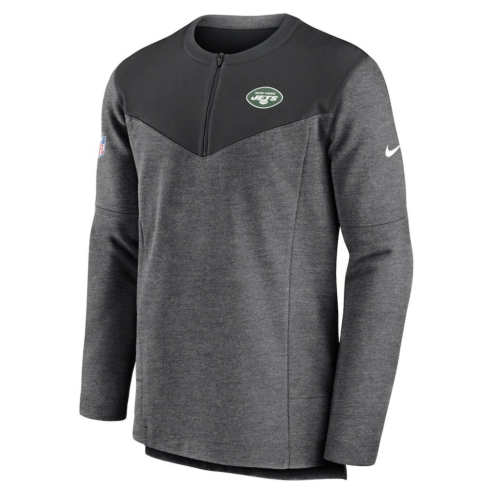 New York Jets Sideline Lockup Performance Quarter-Zip Top Charcoal